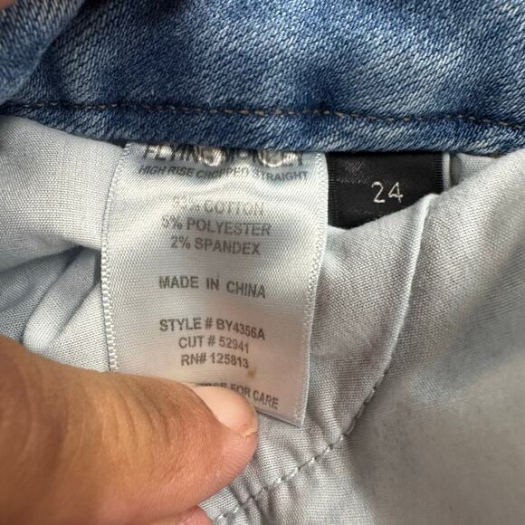 Flying Monkey Jeans Women Blue Distressed High Rise‎ Straight Raw Hem 24 STAIN* - Picture 4 of 11